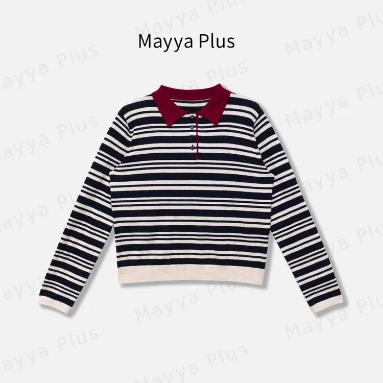 【转角书店】Mayya Plus麦芽定制早秋慵懒风条纹针织衫上衣32536558