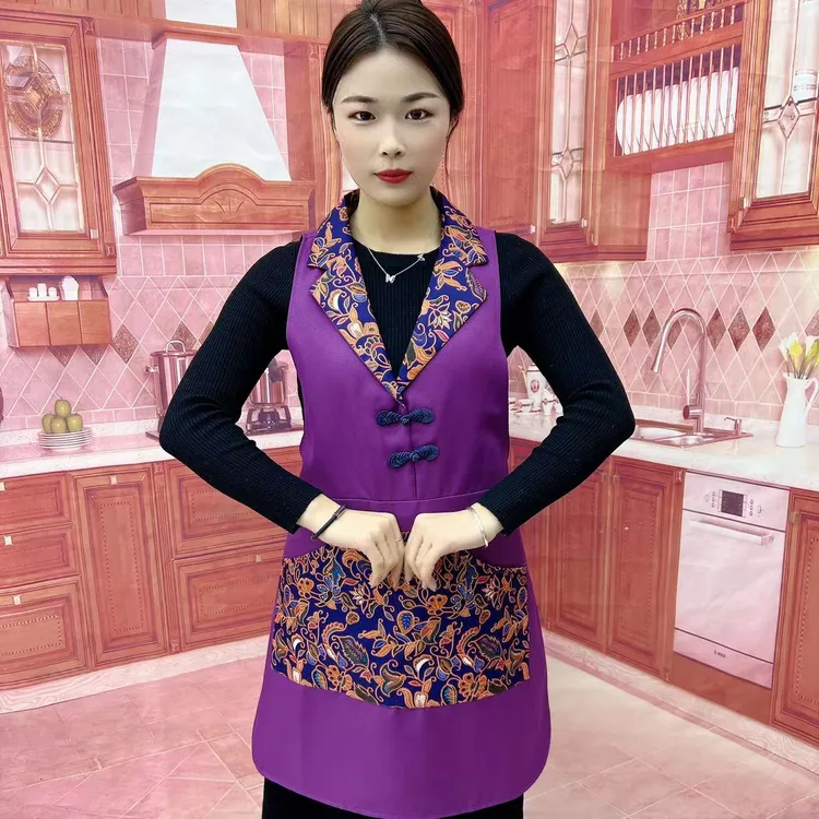 盘扣2023新款翻领民族风马甲围裙D