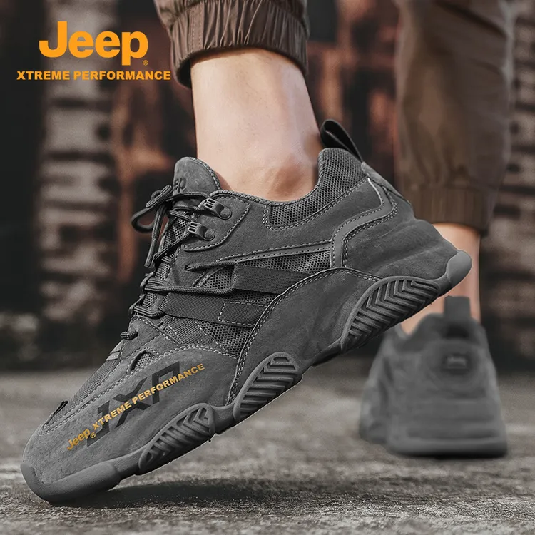 JEEP/吉普男鞋2025春季潮流百搭厚底增高耐磨防滑徒步真皮老爹鞋