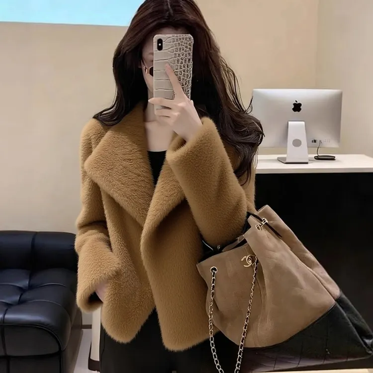 韩版慵懒风纯色西装领系带收腰长袖外套女2026秋冬新款通勤上衣潮