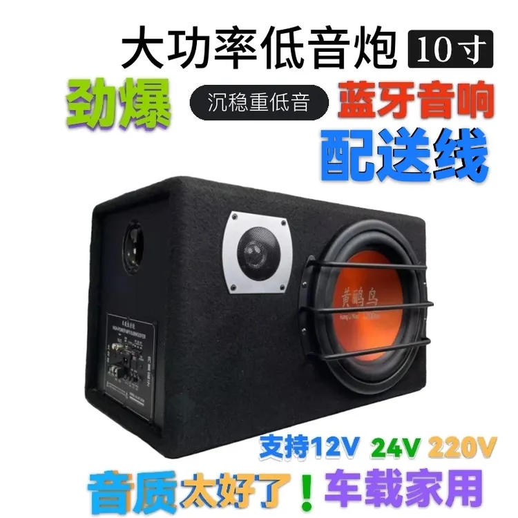 10寸车载低音炮蓝牙低音大功率货车汽车音响12V.24V电脑家用音箱