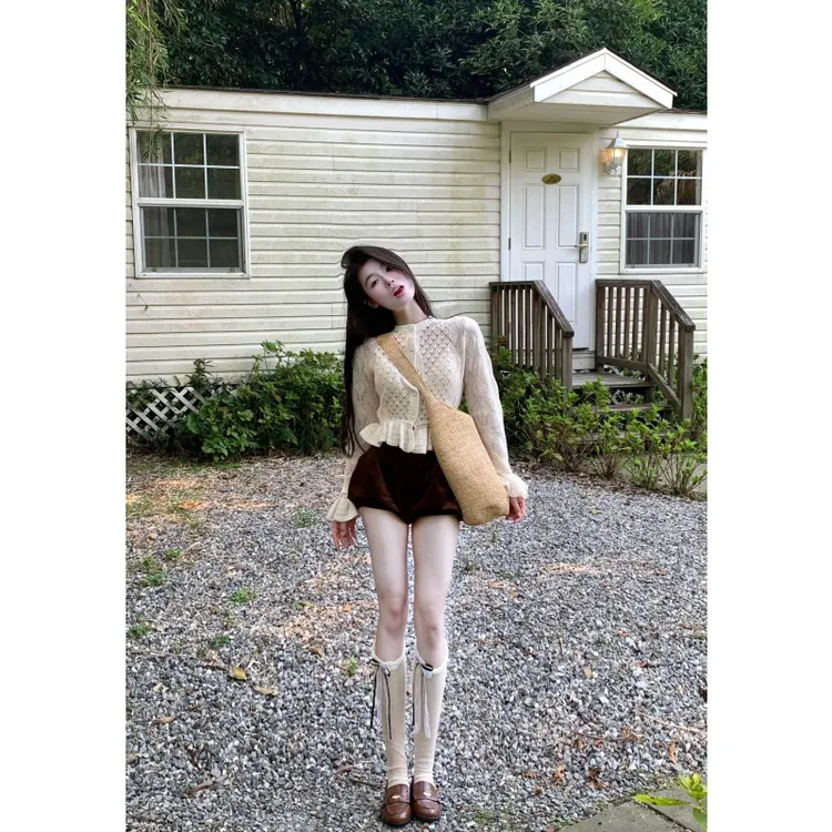 MARIE.COCO法式小众独特别致绝美短款开衫上衣小个子复古短裤套装