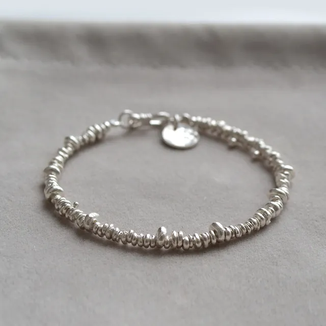 足银手链 不规则碎银珠999足银手链女复古情侣素款古风特色简约