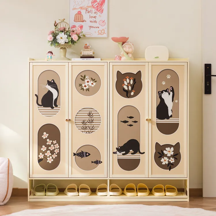 新款2025奶油风鞋柜家用门口多层入户玄关大容量储物鞋架子收纳柜