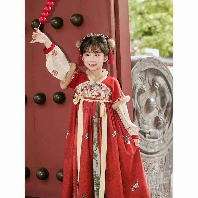 童泰【断码】汉服女童冬款儿童古风古装拜年服女宝宝加绒中国风唐装