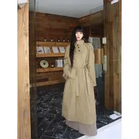 呆毛【旧报纸】秋季新品复古宽松休闲设计感立领风衣外套DMJ4472
