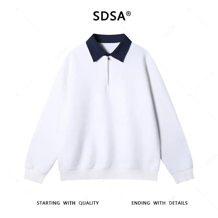 SDSA男士秋冬新款痞帅男装潮牌撞色半拉链翻领假两件卫衣简约时尚