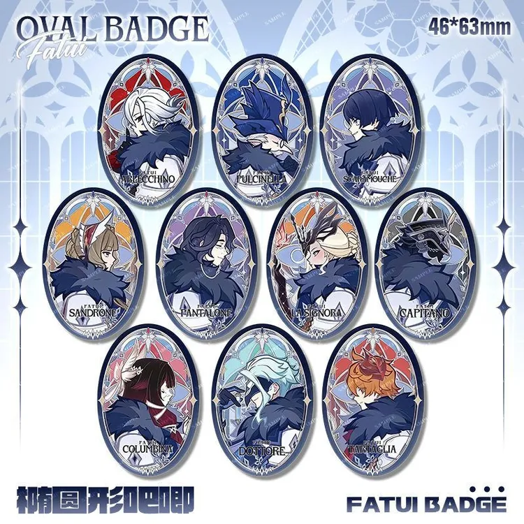 MY愚人众系列椭圆形双闪徽章吧唧阿蕾奇诺二次元游戏周边谷子收藏