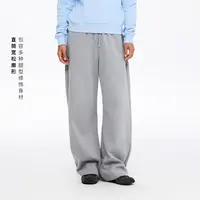 Oneup竹节纹橡筋抽绳卫裤针织直筒休闲百搭简约宽松纯色廓形慵懒