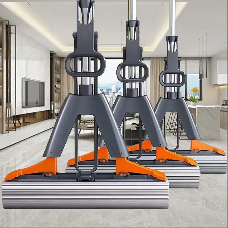 免手洗吸水拖把室内家用卫生间大号两用干湿海绵拖棉拖把滚轮式