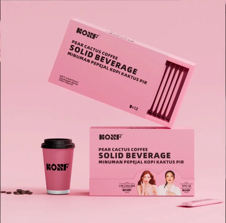 KOSF燃咔咖啡固体饮料微商同款官方正品梨果仙人掌小粉杯新款进口