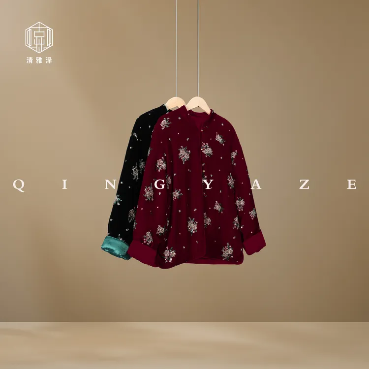 新年战衣！真丝丝绒重工订珠新中式新雪丽棉外套！GZ5257
