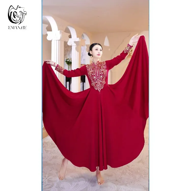 A1117依曼之舞异域风情新疆舞蹈服装连衣裙女装大摆刺绣720度