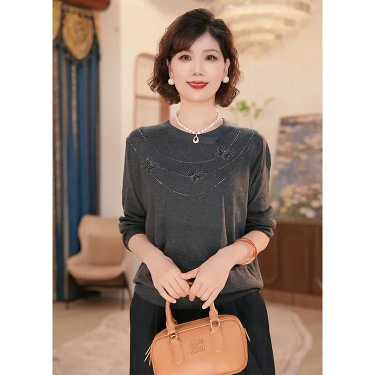 【秋】年轻妈妈秋装针织衫2025新款洋气中老年女装春秋季外穿上衣服