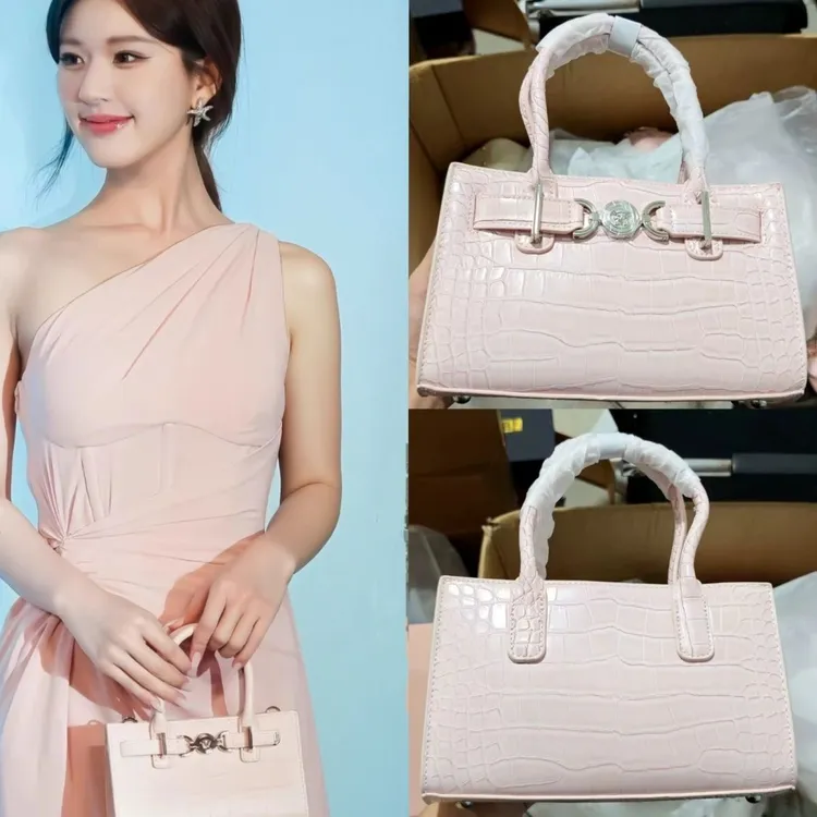 赵露丝同款高级感手缝蜡线鳄鱼纹迷你外缝铂金包