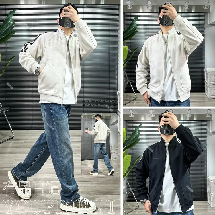 新款潮牌立领尼绒夹克双层保暖外套宽松版男士百搭潮流爆款79