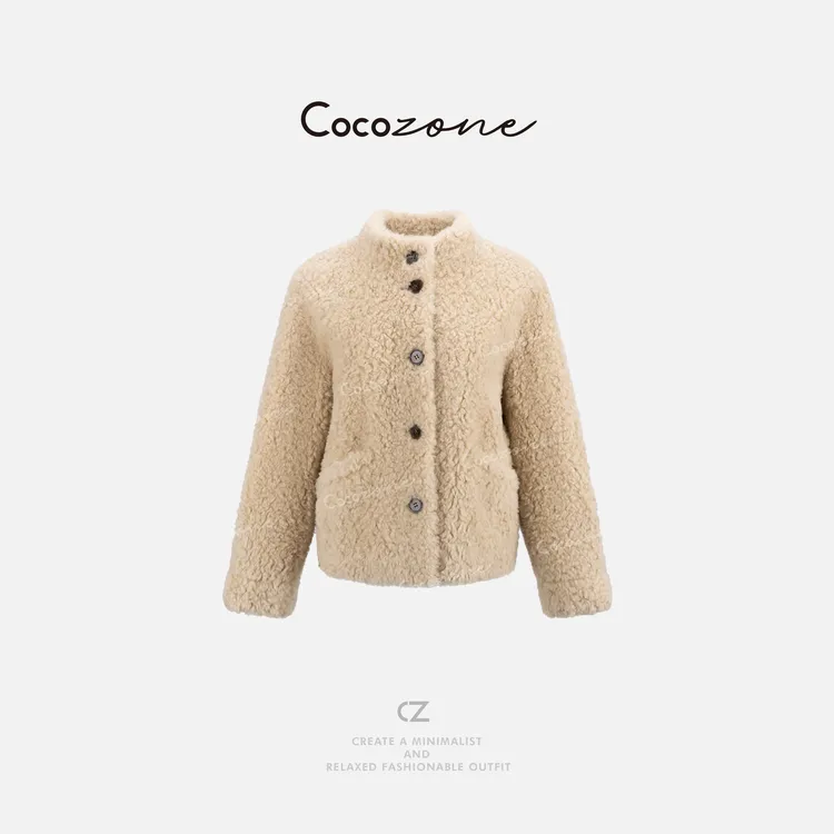 COCO ZONE 刘一一 ”暖宝宝“100绵羊毛单排扣外套 CD2A1804
