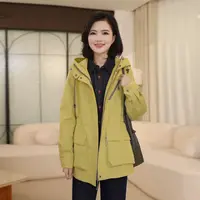 枫竺阿楠anan连帽撞色大口袋工装中长款风衣外套女秋季出游户外衣