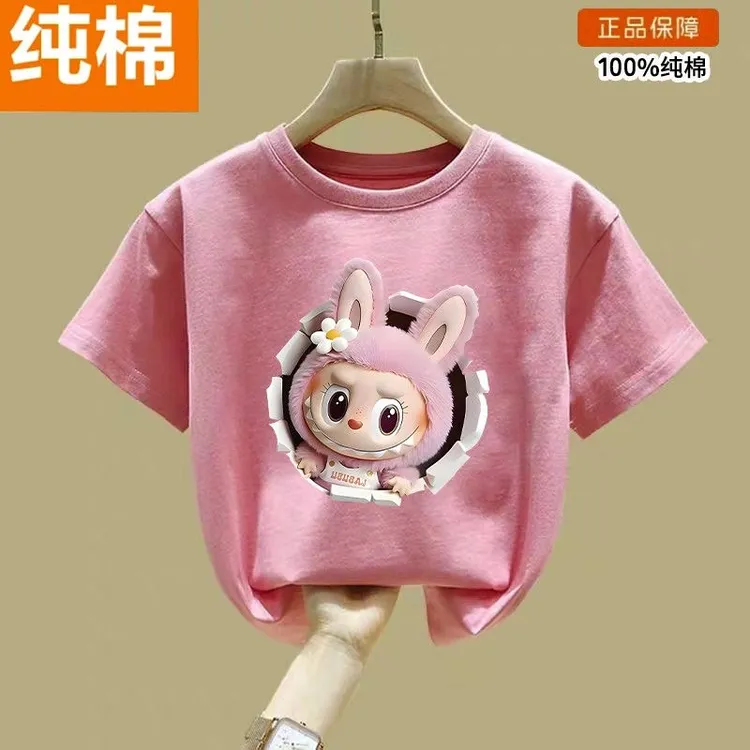 女童夏季纯棉卡通短袖2025洋气新款拉布半袖T恤儿童休闲上衣