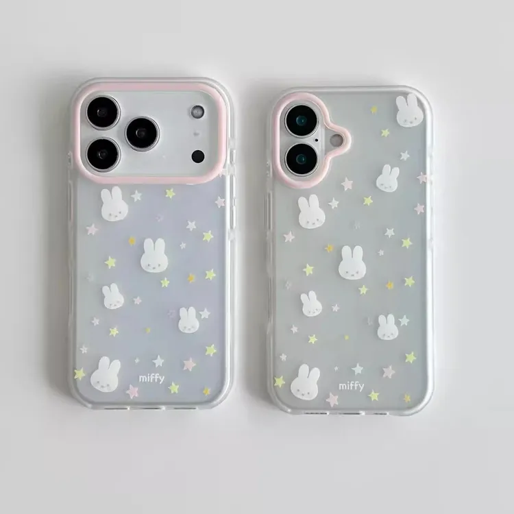 磨砂透明星星米菲兔适用iPhone17promax手机壳15新款17pro防摔16