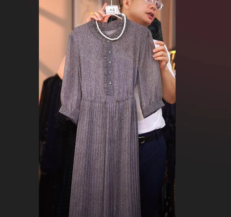 C238侧长袖XW1宽松连衣裙女装连衣裙显瘦长款