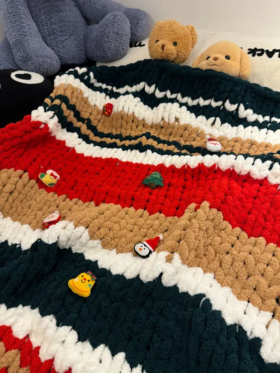 【高质量】手工编织超简单圣诞毯子毛毯diy材料包送女朋友创意礼物