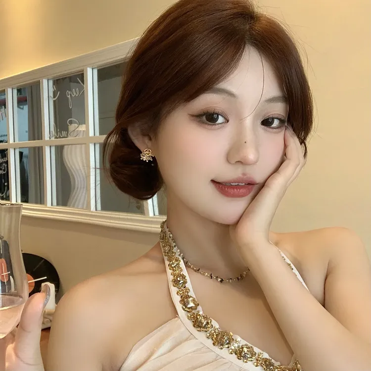 FULL GIRLISH耳环00772金色小众轻奢耳钉耳饰