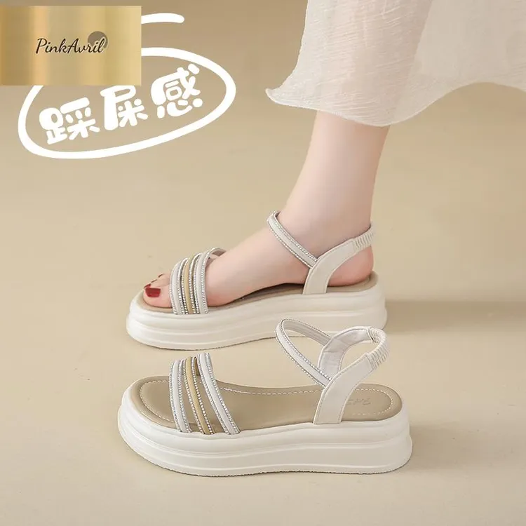 PinkAvril夏季感踩凉拖鞋罗马风百女款裙子精致屎仙女凉鞋新款搭