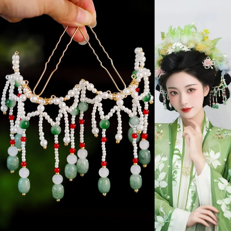 古风汉服发饰发钗步摇流苏璎珞步摇发钗唐风配饰百搭明制写真配饰