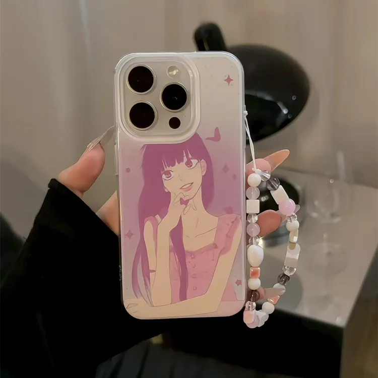胭粉黑沼爽子适用苹果16华为p70oppo小米15vivo双层IMD挂链手机壳