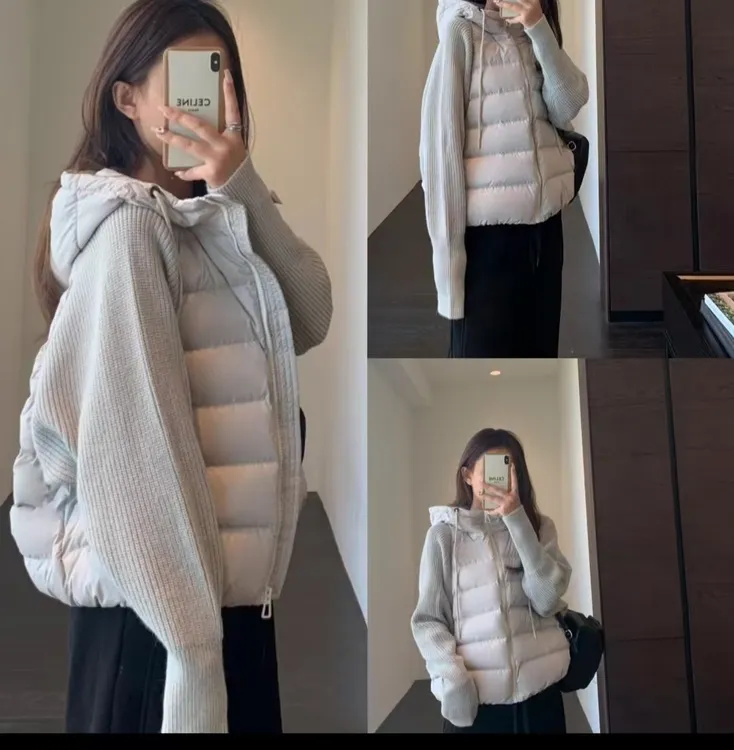 拼接连帽女棉衣韩版加厚坎肩秋冬棉服网红纯色棉服短款