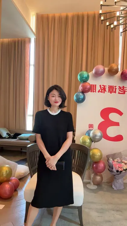  TANTAN  人造丝气质时尚短袖连衣裙1644