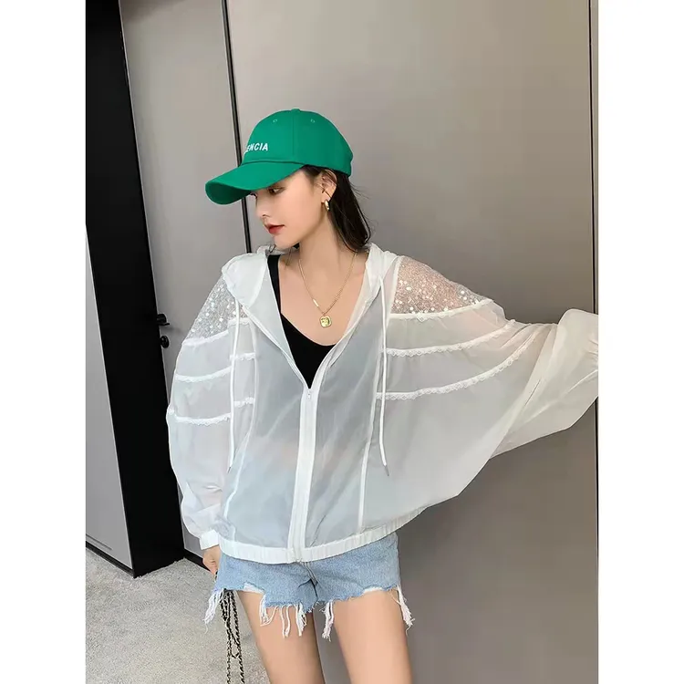 清 清 清」重工天花板！遮阳升级镂空亮片绣拉链女式外套 L40134