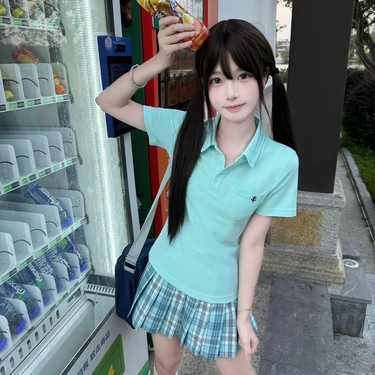 猫看花jk原创学院风日常夏季短袖POLO衫短袖百搭收腰