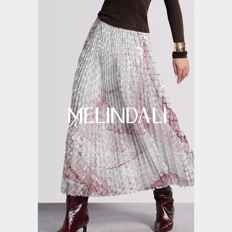 Melinda Li【人鱼百褶】黑标意大利进口Omnia Piega珠片纱百褶半裙
