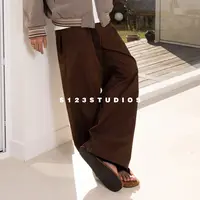S123 2025秋季新品 美拉德中性复古垂感阔腿长裤男宽松直筒休闲裤