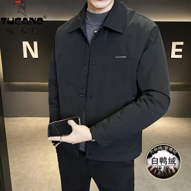 啄木鳥秋冬款男士新款羽绒服大气保暖外套男生衣服高级感行政夹克