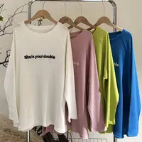 [麦霓定制]圆领简约字母设计显瘦上衣女2706