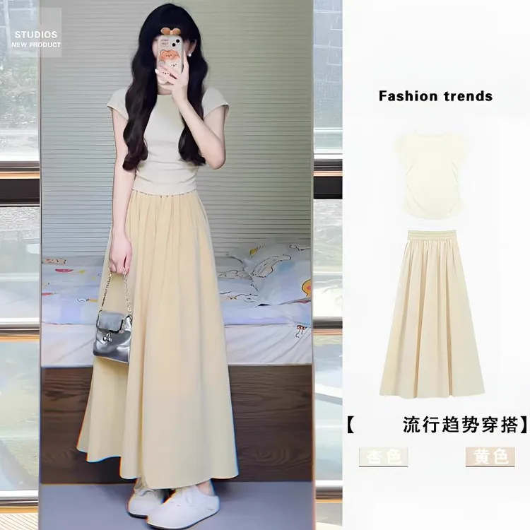 2025夏季爆款洋气休闲裙子套装网红时尚炸街新款女装温婉大方衣服