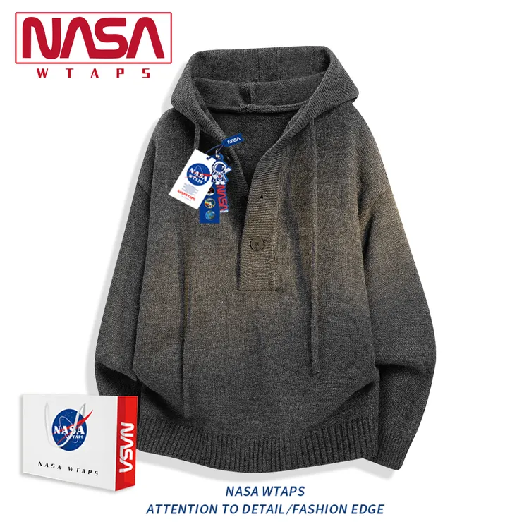 NASA WTAPS立领开衫毛衣男款秋冬季酷帅外套三条杠针织衫上衣外套