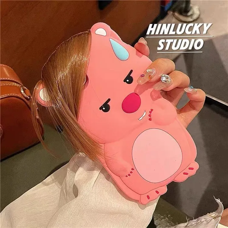 ins个性杀马特卡通刘海海狸Phone16/1514pro苹果手机壳居家日用品