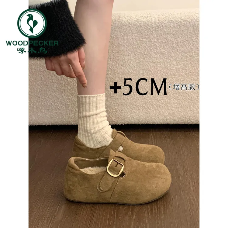 啄木鸟厚底内增高加绒勃肯鞋子女款2025新款秋冬爆款雪地靴一脚蹬