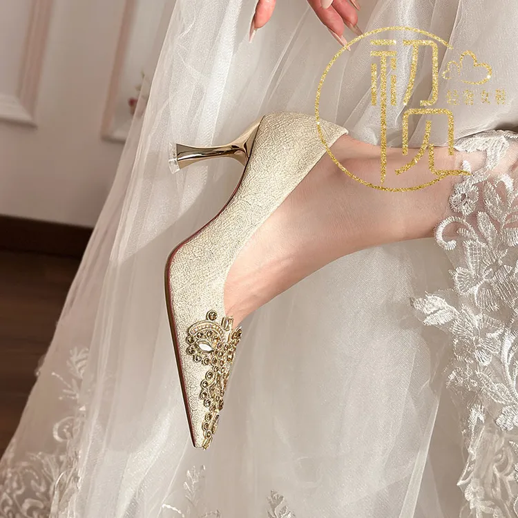 【满钻刺绣~华丽】喜妈妈首推~蕾丝细闪贵气主纱秀禾新中式两穿不累