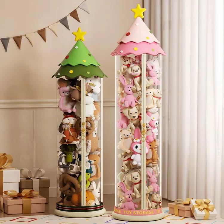 新升级娃娃收纳桶高颜值家用公仔玩偶整理神器毛绒玩具防尘筒透明