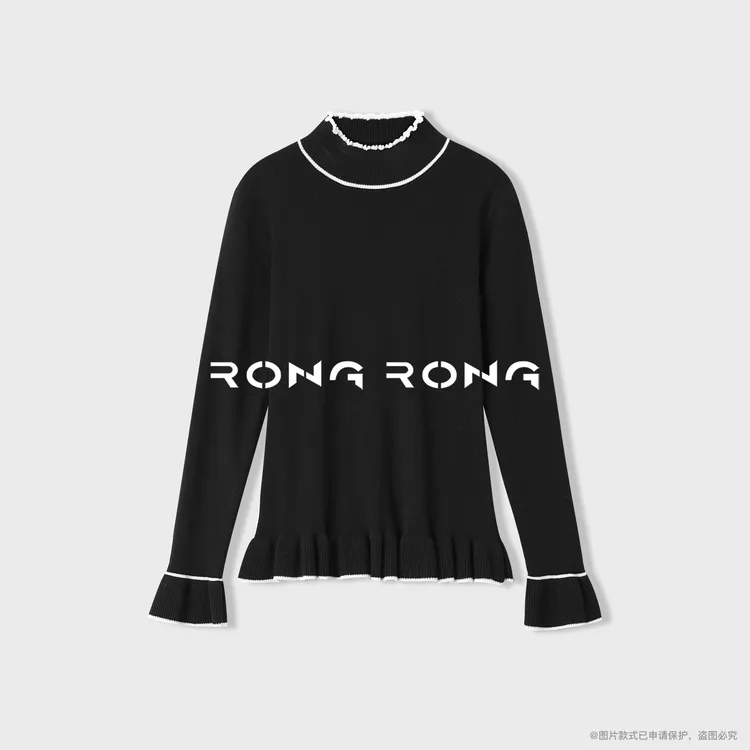 溶溶【织墨星诗】RONGRONG 绵羊毛混纺法式复古木耳边毛衣2505H502