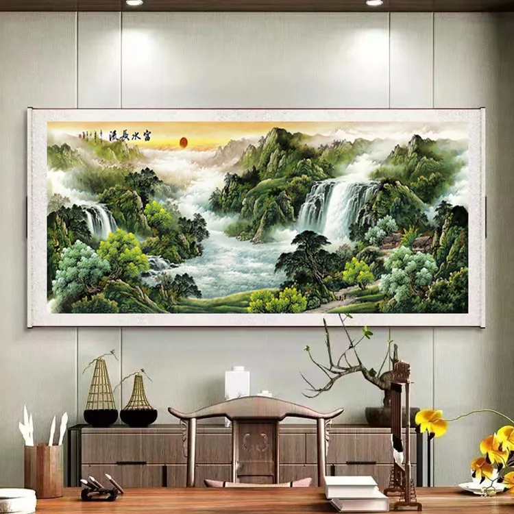 《源远流长》210*70CM 横幅 现代国风山水3装饰挂画