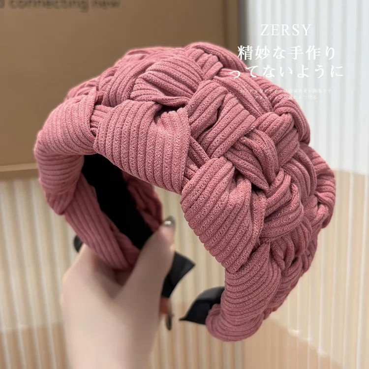 灯芯绒发箍女2025高级感洋气时尚百搭宽边发卡日常外戴遮白发头箍