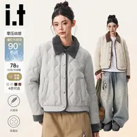 it:CHOCOOLATE羽绒服女士短款90鸭绒撞色翻领轻薄小个子修身外套