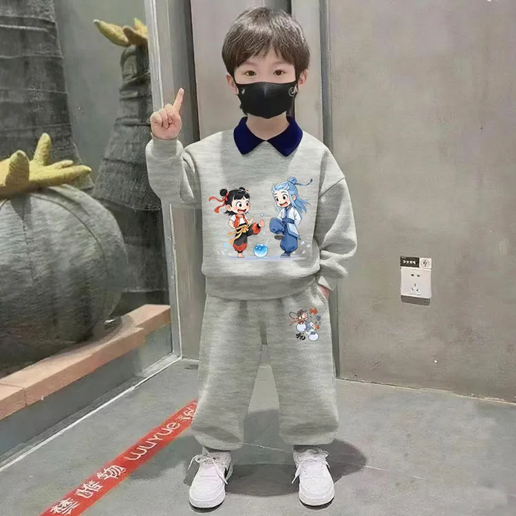 哪吒卫衣套装男女童2025年儿童衣服春秋款潮酷痞帅童装时髦两件套