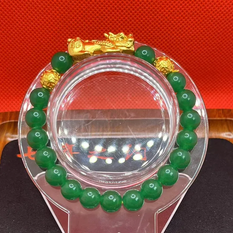 合金仿水晶手链 貔貅搭配路路通女款转运珠优雅礼物手饰饰品绿色